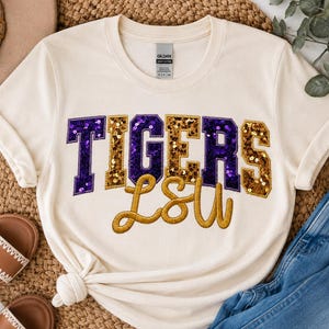 LSU Tigers Sequin Applique Shirt