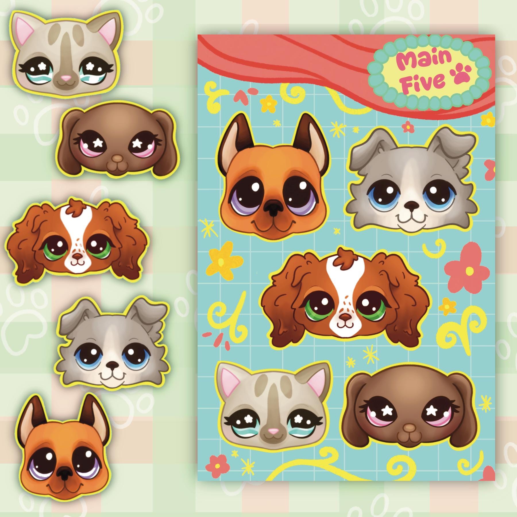 Lps Sticker Eye Littlest Pet Shop Main Five Sticker Sheet | Laminated LPS Nostalgia ...