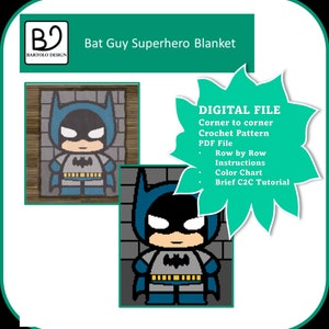 Bat Guy Superhero Throw Blanket Pattern