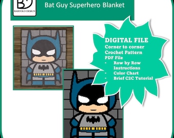 Bat Guy Superhero Throw Blanket Pattern