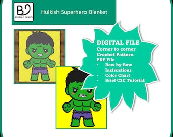 Hulkish Superhero Throw Blanket Pattern