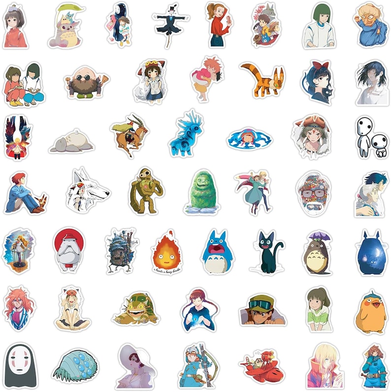 May include: A collection of colorful anime-style stickers featuring various characters and creatures. The stickers showcase a variety of designs, including figures with detailed facial features, animals, and fantastical elements. The stickers are on a white background.