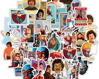 61 Pcs Nacho Stickers Sheet Libre- Comedy Movie Waterproof Vinyl Decals
