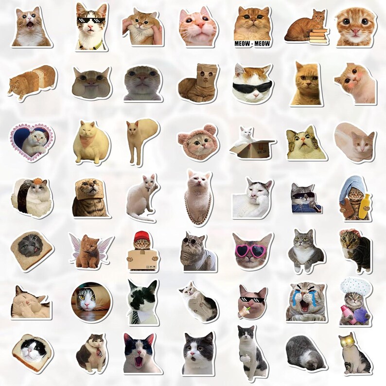 Funny Cat Meme Stickers, Vinyl Waterproof Decals for Laptop, Water ...