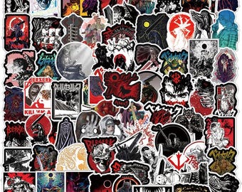 75 pcs Berserk Anime Stickers Sheets-Vinyl Decal For Water Bottles, Laptop