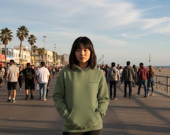 Vienna Attitude Co. Embroidered Unisex Hoodie - Military Green