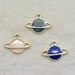 Planet Charm Enamel 24k Gold Plated Brass Pick Your Color Celestial Saturn Charm Astrostyle Pendant Jewelry Making Supplies (AS148)