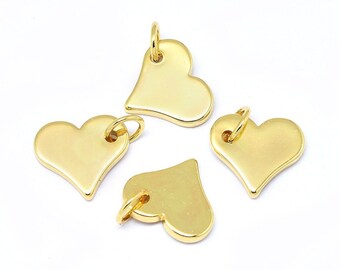 Heart Picture Locket Hinged Pendant Charm Jewelry 24k Gold Plated Brass