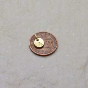 Stamped Monogram Charm, PICK ANY LETTER A-Z, 6mm Diameter, Gold Finish Allergy Free, Made of Brass, Minimal Design image 2