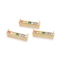 Rainbow bar Connector, Natural Multi Colored Sapphire Stone, Gold Bar Multi Stone Charm, jewelry Crafting, Minimalist Rainbow Jewelry AR162