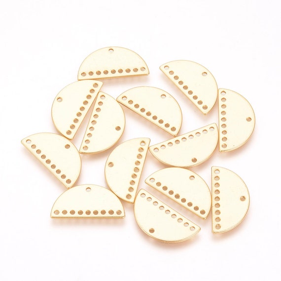 1 - Half Circle Charm Connector Earrings Link • Brushed 24k