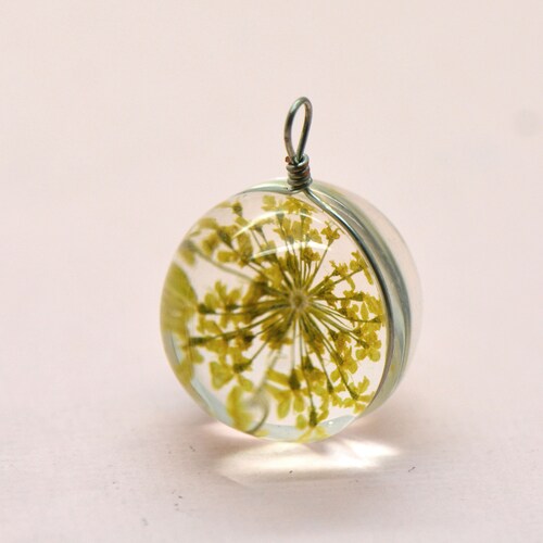 1 Preserved Flower in Glass Pendant Gardening Gift Double Etsy