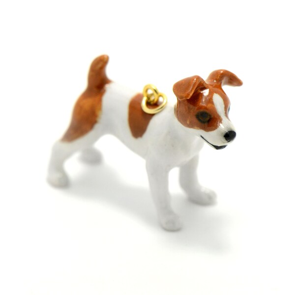 Porcelain Jack Russel  Pendant • Hand Painted • Hand Made, Dog Mom • Gift For Her • Animal lover • Kids Gift • Cute Miniature (CA155)