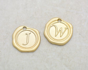 Monogram Wax Seal Charm, PICK ANY LETTER A-Z, 20mm Size, Gold or  Silver, Finish, Allergy Free, Made of Brass