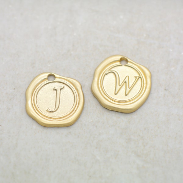 Monogram Wax Seal Charm, PICK ANY LETTER A-Z, 20mm Size, Gold or  Silver, Finish, Allergy Free, Made of Brass