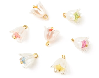 3-  Transparent Frosted Acrylic Tulip Flower Charms * Choose your Color * Create Something Lovely! (Q026)