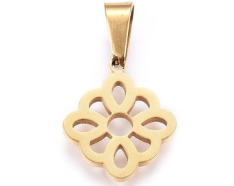 1 - Abstract Flower Design • 24k Gold Stainless Steel • Minimal Shape • Jewelry Making Supplies • Simple • Floral Allergy Free Charm (AU235)