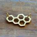 1 - Small Honeycomb Silhouette Charm Link Brushed 24K Gold or  Silver Stainless Steel Layered Charm Minimal Jewelry Pendant (AS023)