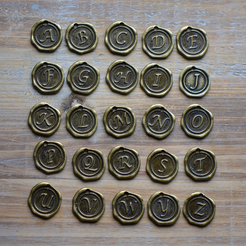 Alphabet Wax Seal Stamp Charms Initial Charm ANTIQUE BRONZE Etsy