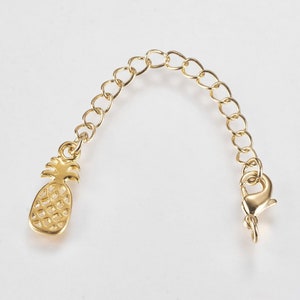 1 Pineapple Chain extender w/ Lobster Claw • Long-Lasting Plated Brass • 18K Gold Plated brass  • Jewelry Making Supplies  G044