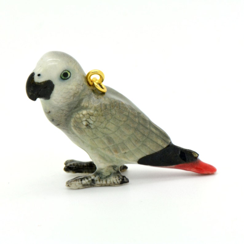 African Gray Bird Figurine