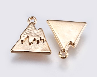 Snowy Mountain Charm • Gold • Tiny Minimal Shape • Jewelry Making Supplies • Simple Geometric Charm Shapes • Flat Bead Snow (AS163)