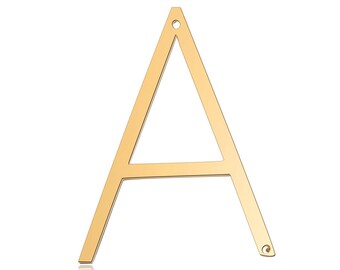 1 Letter A Charm  • Gold Stainless Steel Link/Connector •  Minimal • Jewelry Making Supplies • Simple Initial • Flat Alphabet (AT036)