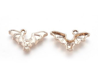 2-  Silver Bat Charms  * Bat Wings * Nickel Free & Lead Free Golden Plated Alloy Animal Pendants, Long-Lasting Plated, Bat Charms (AR122)