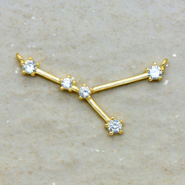 CANCER Zodiac Sign Constellation Pendant Link SILVER/GOLD Cubic Zircon Rhinestone Cancer Charm Star Sign Zodiac Charm Small (AR004/016)