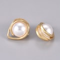 1- Glass Pearl Pendant * Golden Teardrop Plated Brass Findings * White imitation Pearl (AR048)