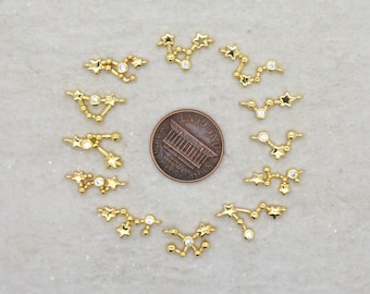 Tiny Zodiac Sign Constellation Birthday Pendant • Link 24k GOLD Plated Brass Cubic Zirconia Rhinestone Charm Star Zodiac Charm AT001-AT012
