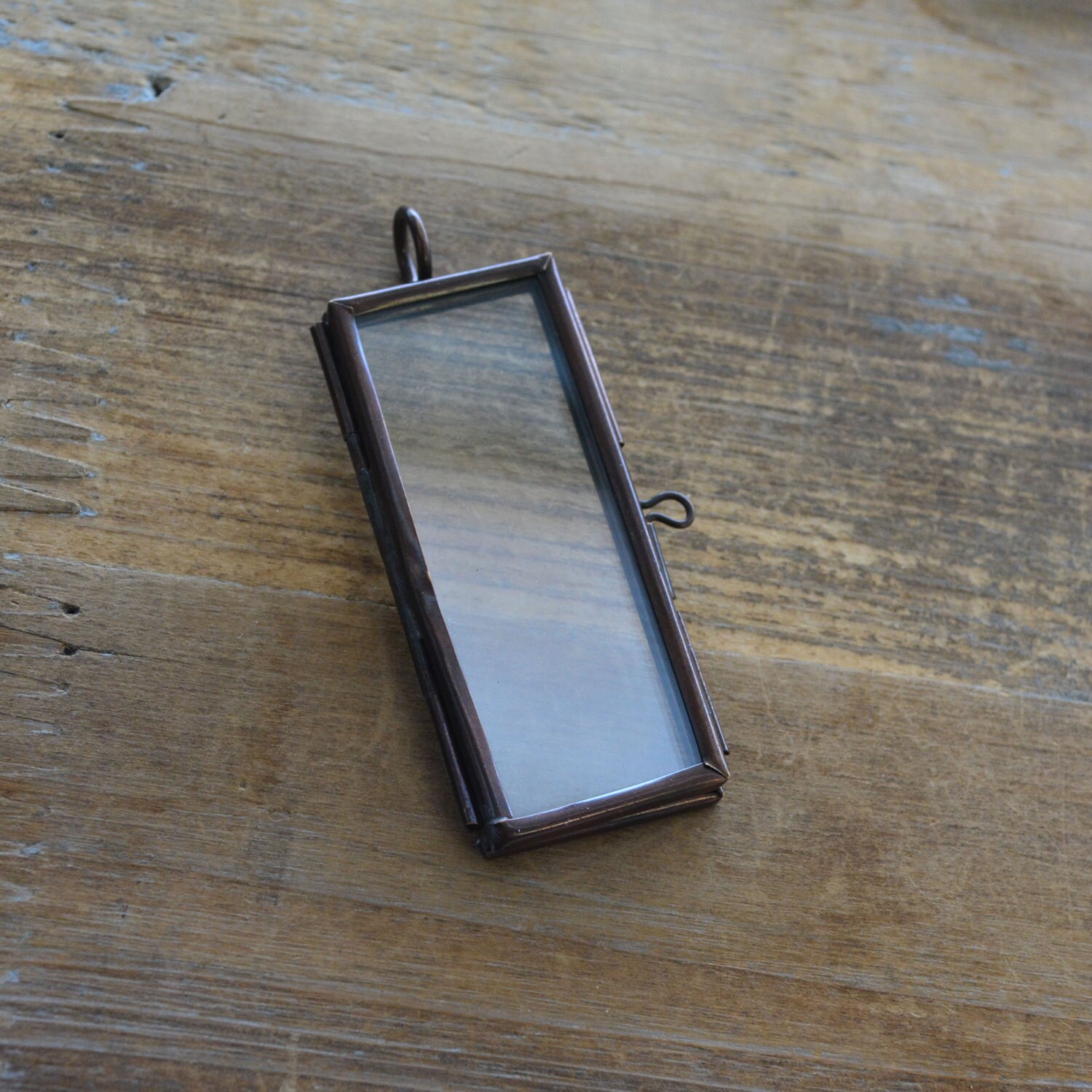 Rectangle Double Sided Glass Frame Pendant Hinged Locket Charm Etsy