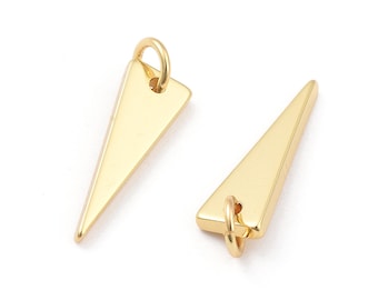 5 - Hanging Isosceles Triangle Charms •Real Gold Plated Brass •Long lasting plated  •Geometric Layered Charm •Minimal Jewelry Pendant (C061)