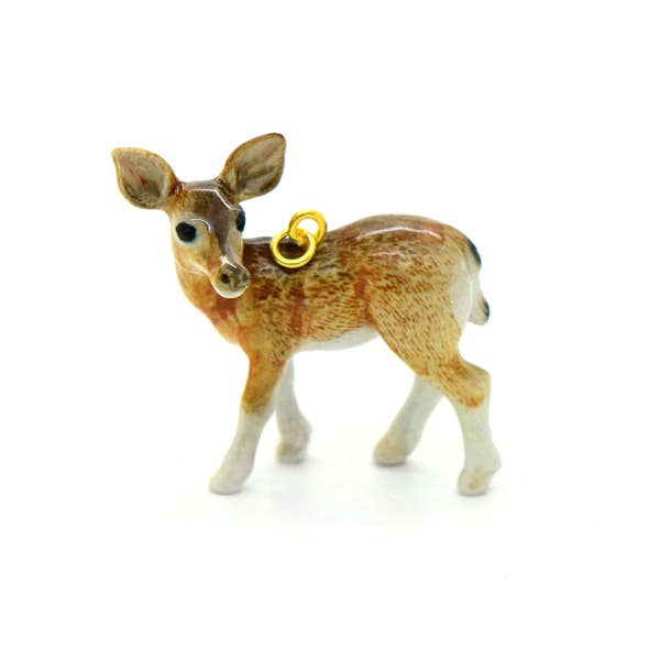 Porcelain Doe Deer Pendant • Hand Painted • Hand Made • Gift For Her • Animal lover • Kids Gift • Cute Miniature Ceramic Figurine (CA212)