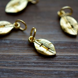 May include: Four gold leaf charms with a loop for attaching to jewellery or other crafts.