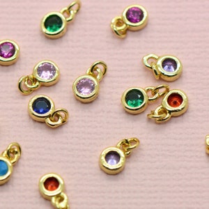 Round Lab Diamonds, 10 Pcs Small Random Colored Stones, Round diamond Pendant,  Rhinestone, Round Pave Jewelry Making Charm Gift AS080