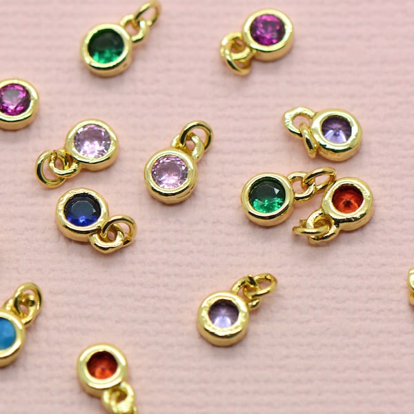 Round Lab Diamonds, 10 Pcs Small Random Colored Stones, Round diamond Pendant,  Rhinestone, Round Pave Jewelry Making Charm Gift AS080