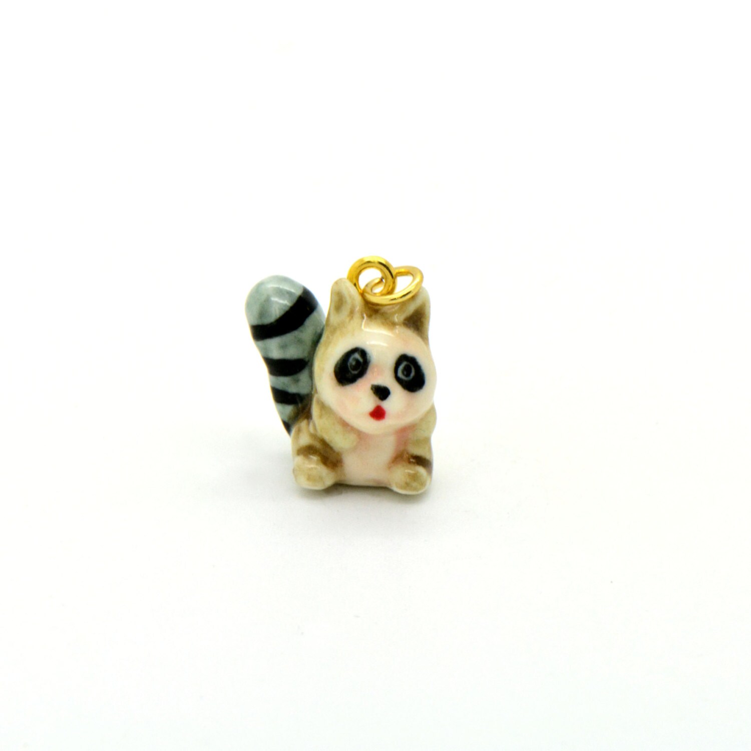 Tiny Porcelain Raccoon Charm Miniature Raccoon Pendant Hand | Etsy