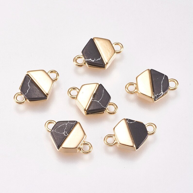 3 AU103 Hexagon Marble Connector \u2022 24k Gold Dipped \u2022 Tiny Minimal Bead \u2022 Jewelry Making Supplies \u2022 Wholesale Pendants Bracelet