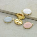 1 - Miniature Enamel Locket 10mm Oval Locket Gold Brass Picture Locket Vintage Style Pendant Charm Jewelry Supplies AP010