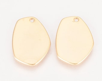 2- Flat Geometric Charm •Real Gold Plated Brass • Tiny Minimal • Jewelry Making Supplies • Flat Geometrical Gift Round (AU232)