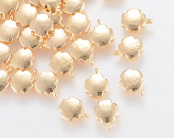 3- Cross Charm Bead • Gold • Tiny Minimal Shape • Jewelry Making Supplies • Simple Geometric Charm Shapes • Flat Bracelet Gift (AR170)