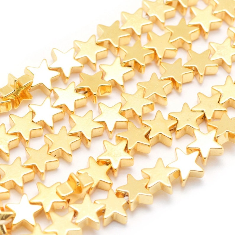 4 Gold Star Beads 24k gold Brass dipped Jewelry Supplies | Etsy
