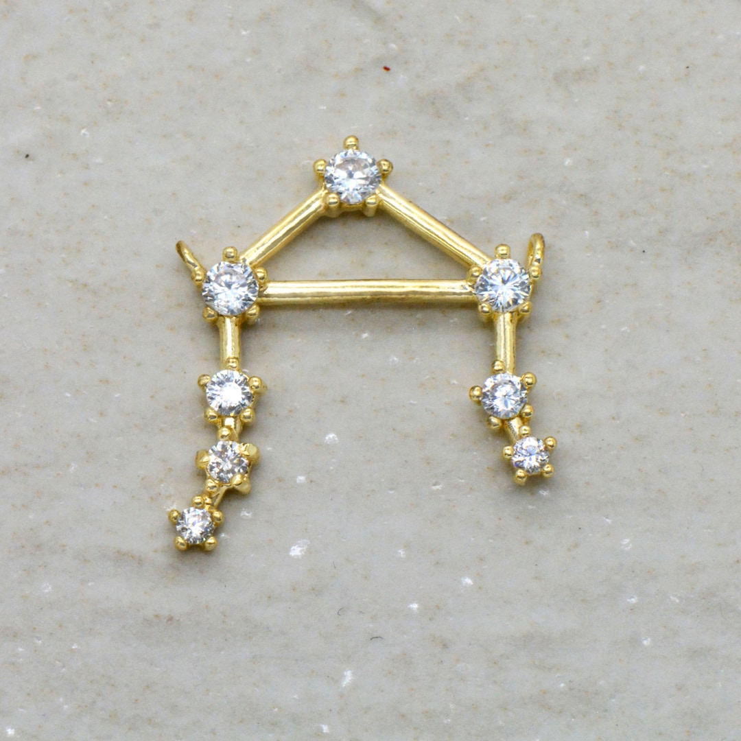 Libra Rhinestone LIBRA Zodiac Sign Constellation Pendant Link SILVER/GOLD Cubic Zircon ...