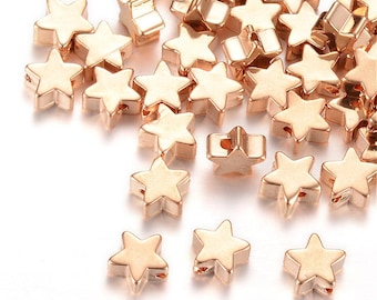 4 - Gold Star Bead, 24k Gold Plated Brass Star Bead, Tiny Delicate Star Bead Finding, Minimal Celestial Jewelry Making Supplies (AT142)