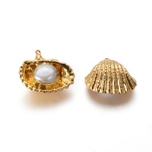 Brass Shell Charm Brass Seashell Pendant Beachy Jewelry Supply