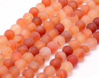 1-  Natural Carnelian/Red Agate Beads Strand *  Round *  Faceted (AU102)