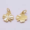 2 - Four Leaf Clover Charm * 18K Gold Plated Brass * Minimal * Good Luck Pendant * Jewelry Making Supplies (AU109)