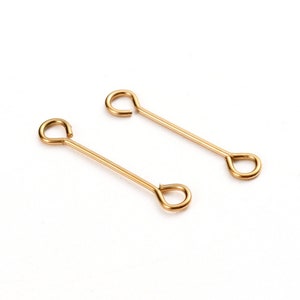 3 -  Double Sided Eye Pins • Small Gold Stainless Steel • Vacuum Plating  • Jewelry Making Supplies (AB10)