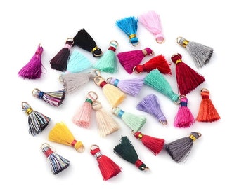 5 pcs Mini Multi Color Cotton Jewelry Tassel • With Gold Jump Ring • 15mm in Length Miniature Jewelry Supplies • Random Color  (Tassel Box)